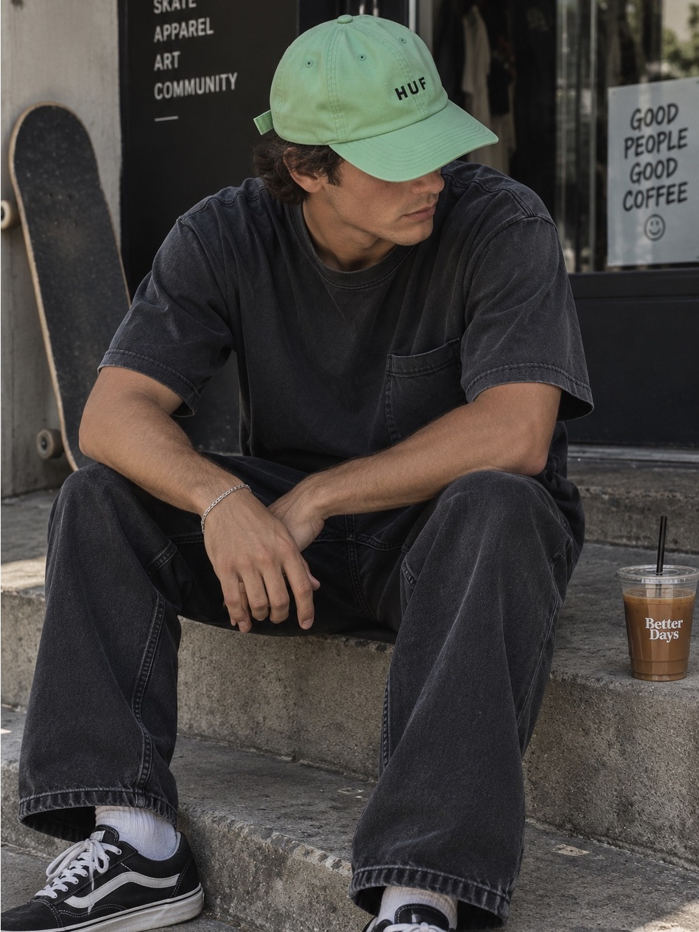 HUF Mint Green Logo Strapback Dad Hat One Size